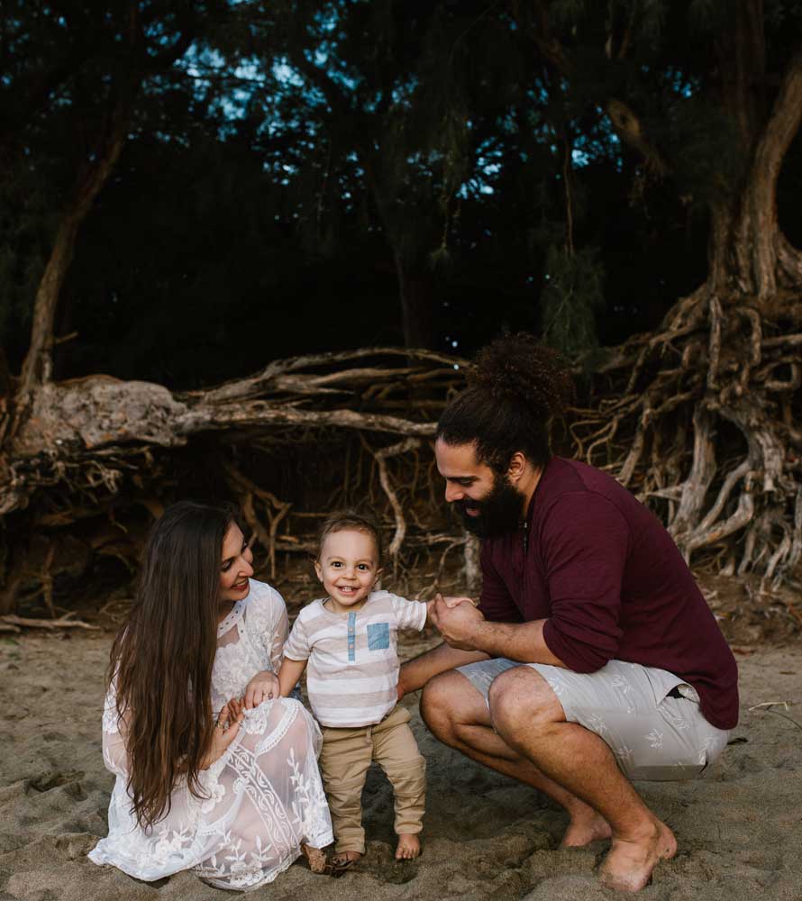 photo of a family on the beach